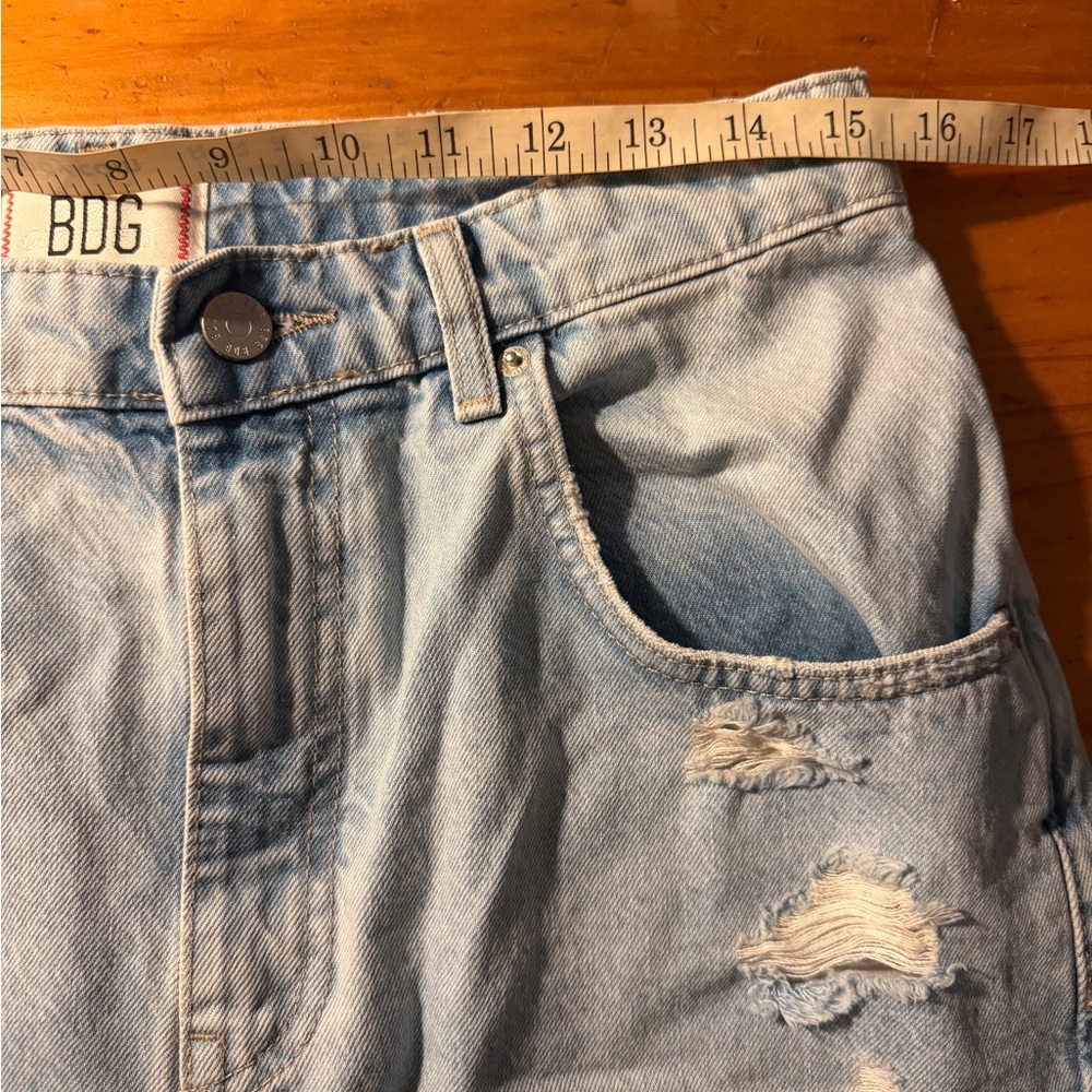 BDG Light Blue Distressed Denim jort Shorts - Picture 6 of 6